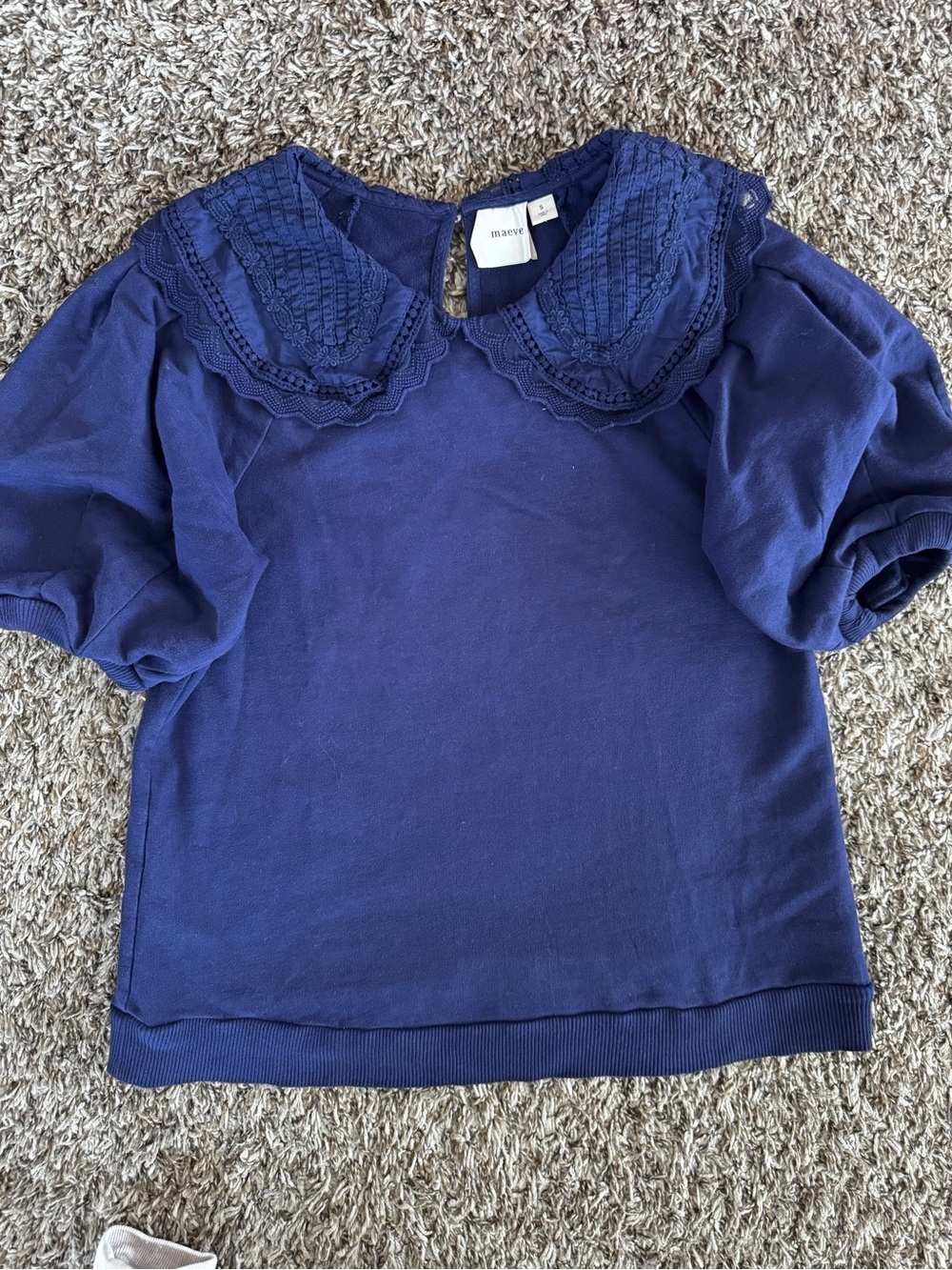 Maeve sweatshirt top with embroidery collar.